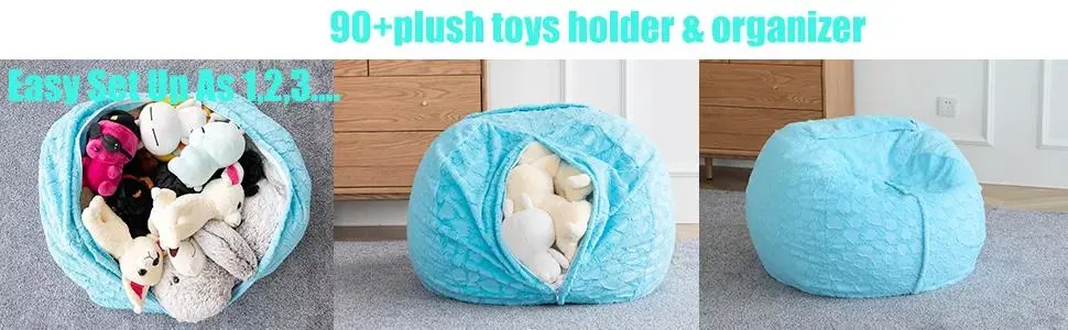 Foldable Large Stuffed Animals Portable Toy Storage Bean Bag