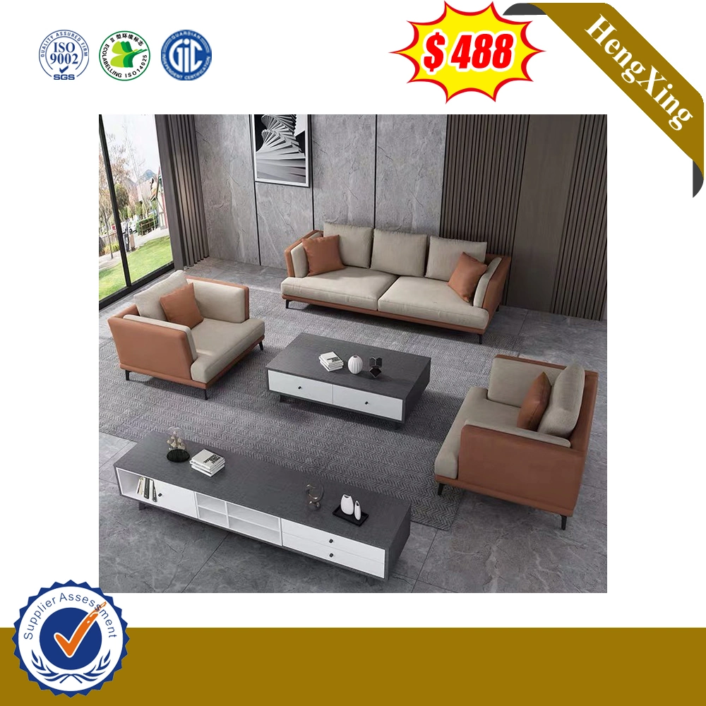 Big Size Elegant Whole Set with Metal Leg Top Cow Leather Sofa Set